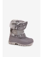 Dětské zimní boty s kožešinou na suchý zip model 21728513 šedé - Lee Cooper