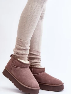 Módne semišové nízke snežnice Khaki Nucca