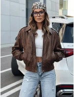 Dámska kožená bunda bomber hnedá FashionStreet TY5219