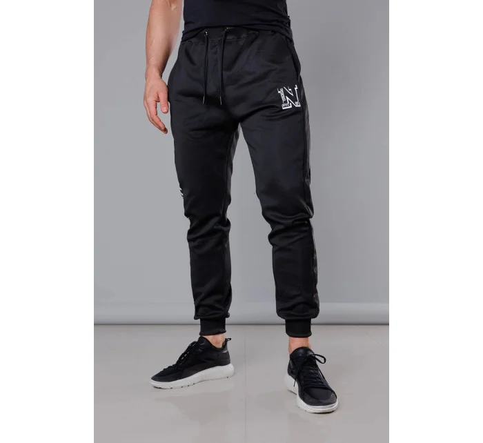 Černé pánské teplákové kalhoty s potiskem model 18347900 - J.STYLE Černé pánské teplákové kalhoty s potiskem model 18347900 - J.STYLE
