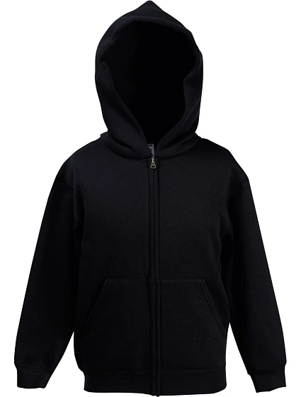 Fruit of the Loom Classic Kids Sweat Jacket Detská mikina s kapucňou 16.2045 čierna