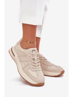 Skórzane Damskie Buty Sportowe Sneakersy Daniel Lopez Just Dare SS2D4043 Beżowe