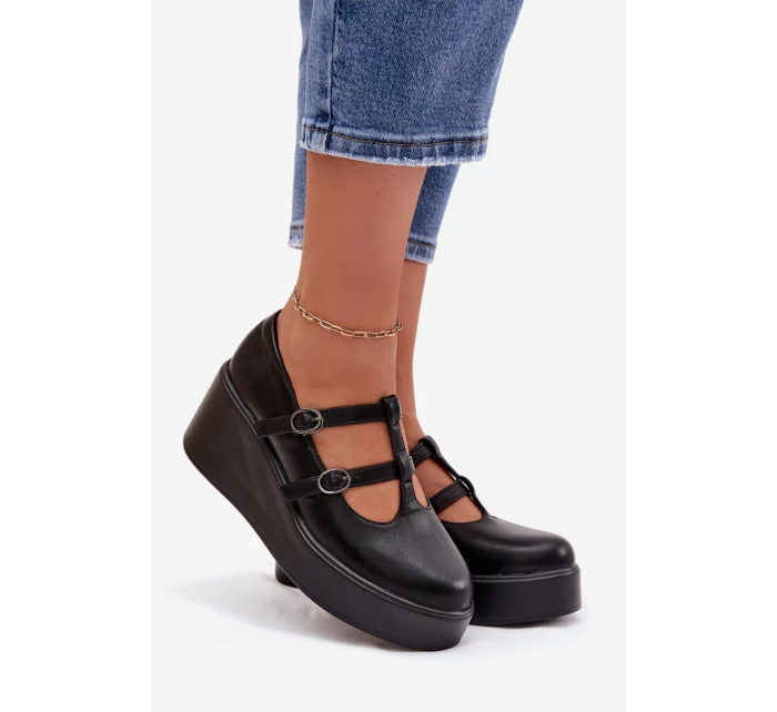 Dámské polobotky na platformě s pásky Černé Jesivelle