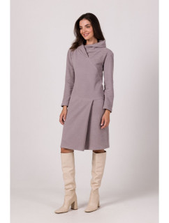 Midi šaty s vysokým límcem model 20990260 šedé - BeWear