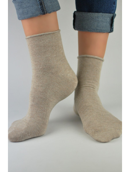 Dámske ponožky s lurexom, bez lemu SB022