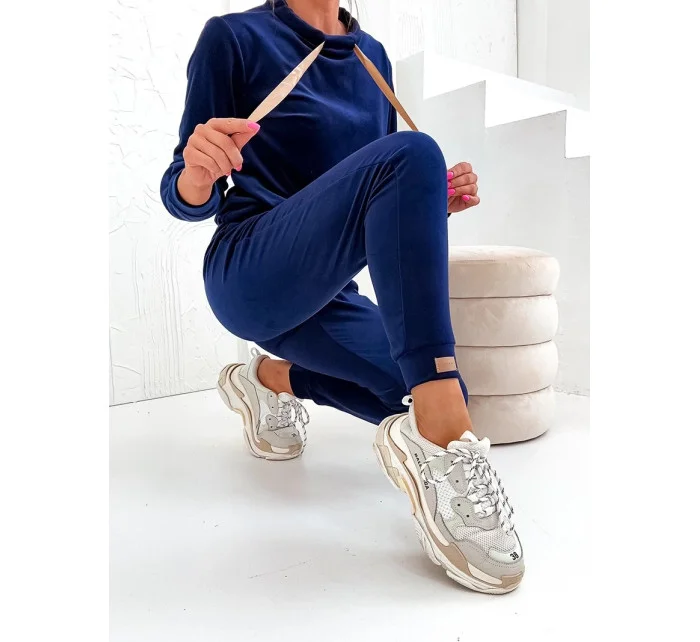 Tmavomodrá dámska velúrová súprava (637)