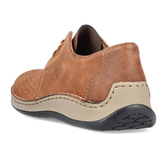 Pánské kožené polobotky M model 22008944 hnědé s ažurovým vzorem - Rieker Pánské kožené polobotky M model 22008944 hnědé s ažurovým vzorem - Rieker