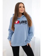 Zateplená bavlnená mikina s kapucňou Love blue