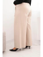 Dámske Plus veľkosť široké nohavice so skladaním béžová