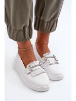 Lehké dámské kozačky z kůže na platformě bílé model 21655886 - S.Barski