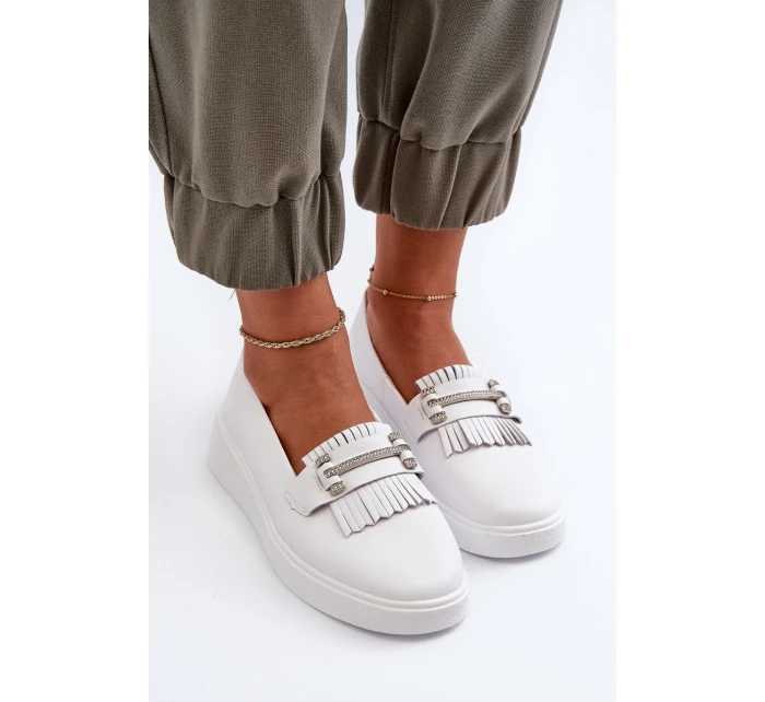 Lehké dámské kozačky z kůže na platformě bílé model 21655886 - S.Barski