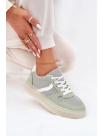 Niskie Sneakersy Damskie Na Platformie Zielone Telmira