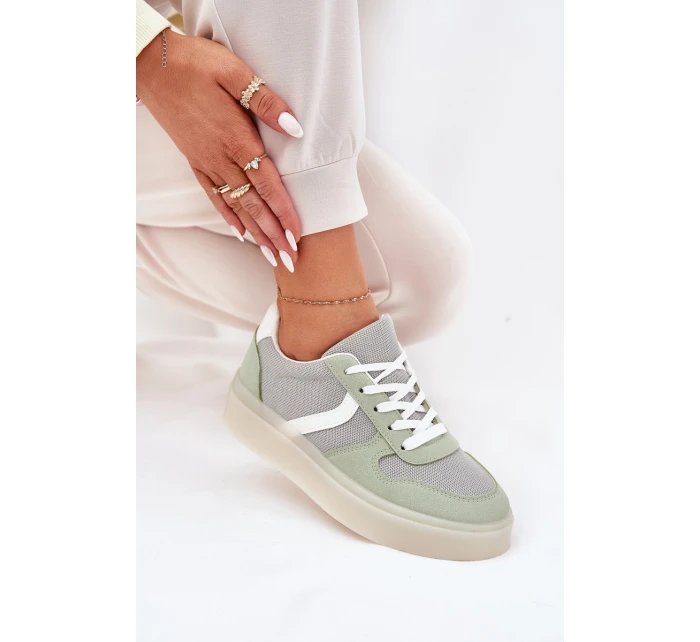 Niskie Sneakersy Damskie Na Platformie Zielone Telmira