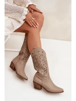 Kožené Kozačky S Svrškem Tmavě Béžové Zazoo model 21704060 - Boto