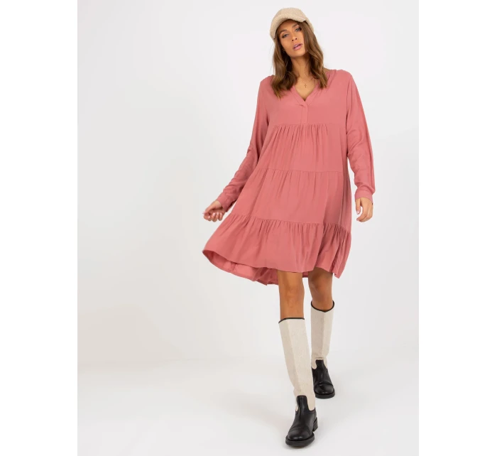 Šaty D73761M30361A tmavo ružové