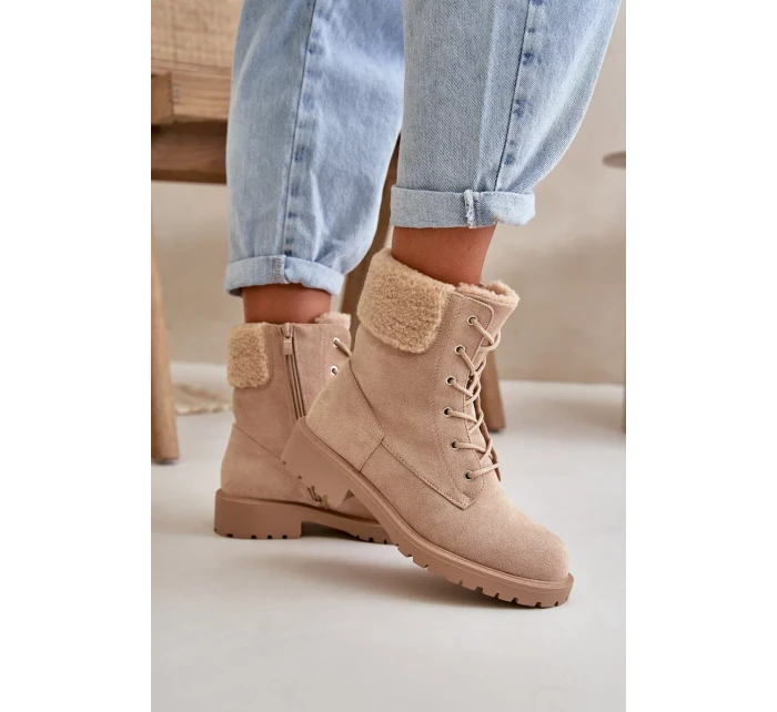 Dámske zateplené členkové topánky Workery Zippered Beige Mivael Dámske zateplené členkové topánky Workery Zippered Beige Mivael