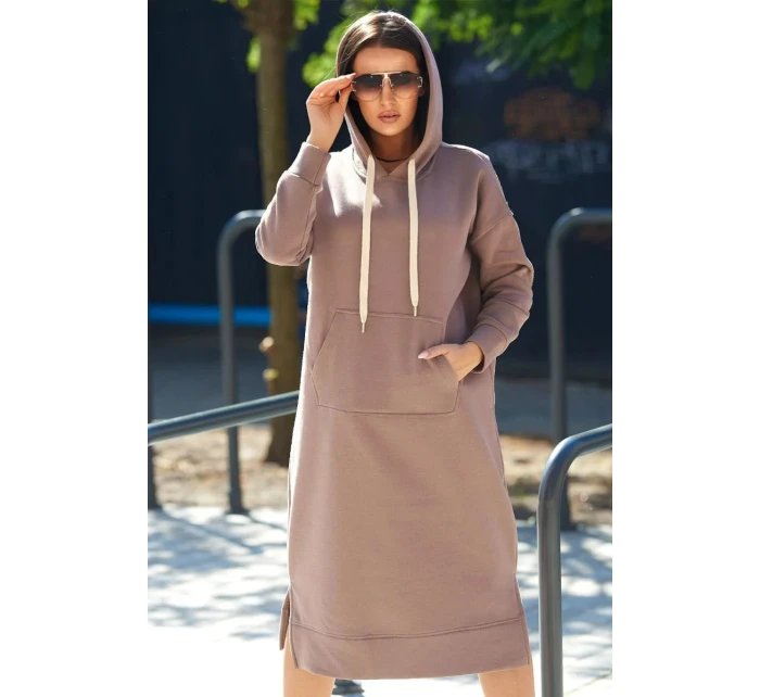Dlouhé šaty s kapucí  béžová model 21859208 - Kesi