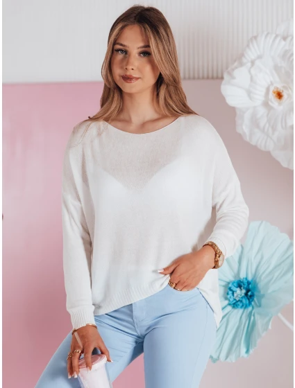 Dámský oversize hladký svetr ecru Dstreet model 21986085 - FashionStreet