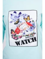 Halenka s 3D grafikou model 18743972 v mátové barvě - K-Fashion Halenka s 3D grafikou model 18743972 v mátové barvě - K-Fashion