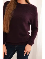 Dámsky detský sveter z alpaky s dlhými rukávmi slivka Dámsky detský sveter z alpaky s dlhými rukávmi slivka