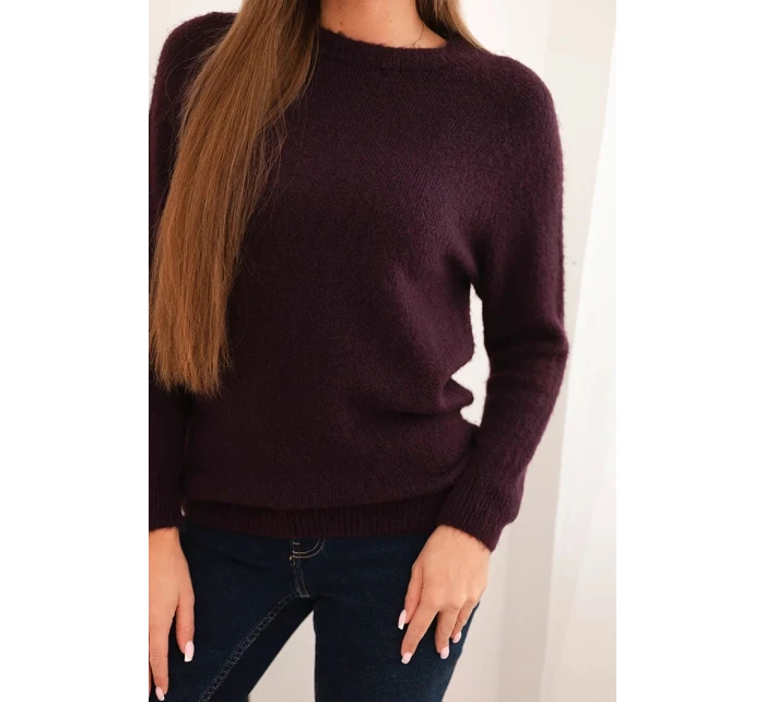 Dámsky detský sveter z alpaky s dlhými rukávmi slivka Dámsky detský sveter z alpaky s dlhými rukávmi slivka