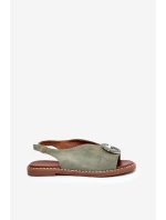 Płaskie Sandały Z Ozdobą Zielone Haliones Płaskie Sandały Z Ozdobą Zielone Haliones