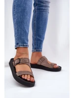 Dámské Semišové Pantofle Na Platformě Hnědé model 21686348 - Zazoo