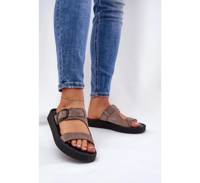 Dámské Semišové Pantofle Na Platformě Hnědé model 21686348 - Zazoo