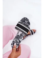 Vzorované Ploché Dámské Pantofle Černé model 21689579 - Boto Vzorované Ploché Dámské Pantofle Černé model 21689579 - Boto