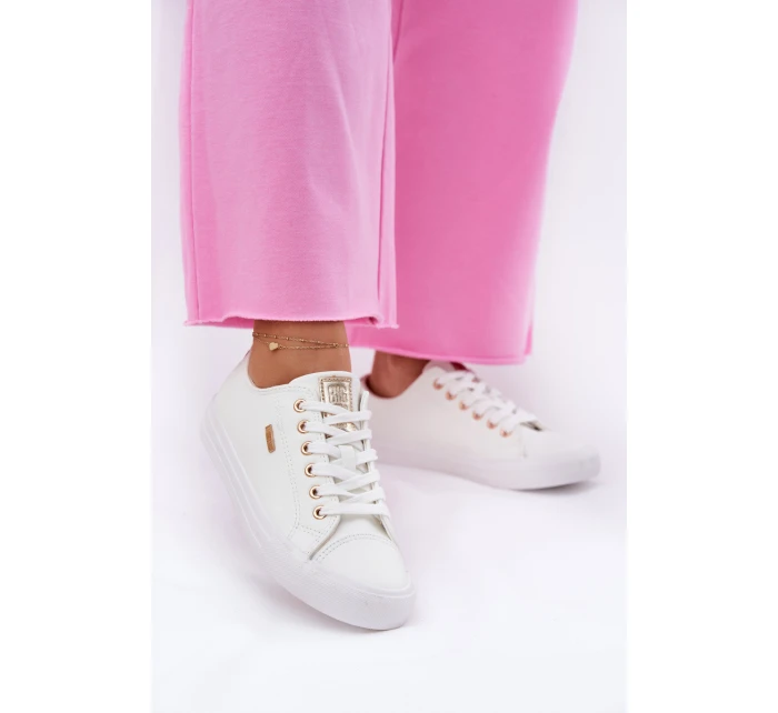 Trampki Damskie Z Eko Skóry Big Star RR274748 Białe Trampki Damskie Z Eko Skóry Big Star RR274748 Białe