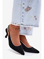 Dámské sandály na podpatku s lemovkou Černé model 22111356 - Boto
