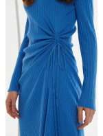 Monnari Šaty Modré rebrované pletené šaty Modré