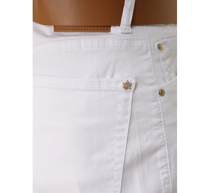 Dámske baggy džínsy s opaskom biele FashionStreet UY2930
