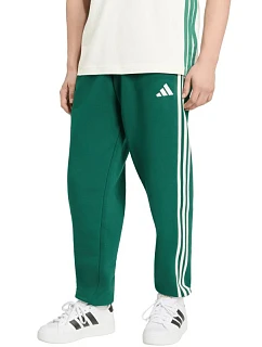 Pánske nohavice adidas Essentials 3-Stripes Fleece Tapered Cuffed zelené KY4129