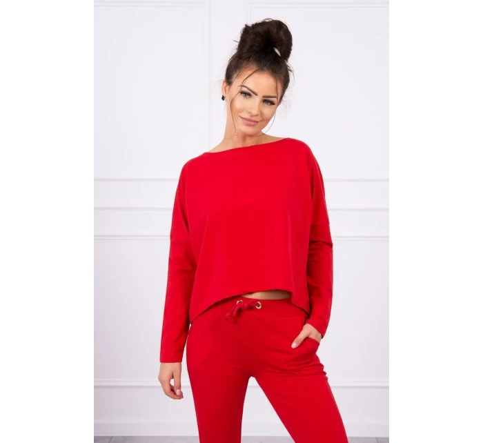 Súprava s oversize blúzkou červenej farby