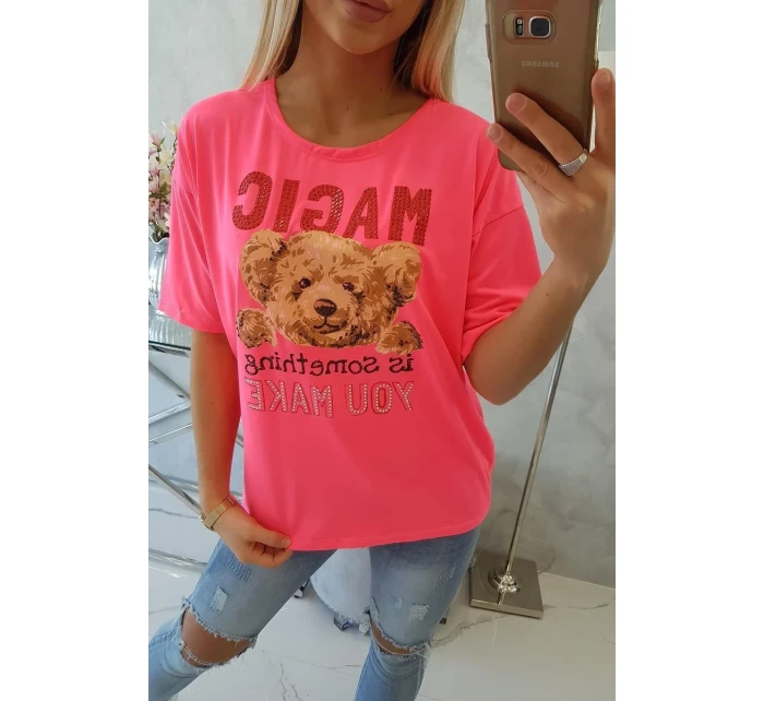 Halenka s potiskem Magic pink neon Halenka s potiskem Magic pink neon