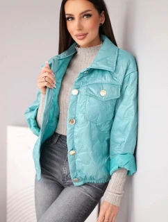 Dámská jarní model 21957445 bunda s květinovým vzorem tmavě mátová - K-Fashion