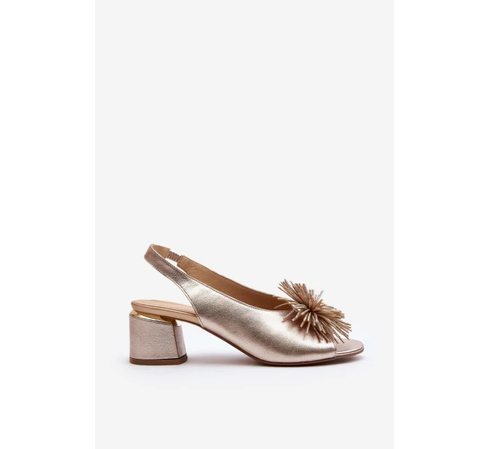 Skórzane Sandały Z Ozdobą Laura Messi 2719 Złote