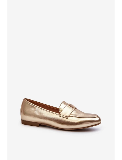 Dámské mokasíny na ploché podrážce zlaté model 21653969 - EVENTO