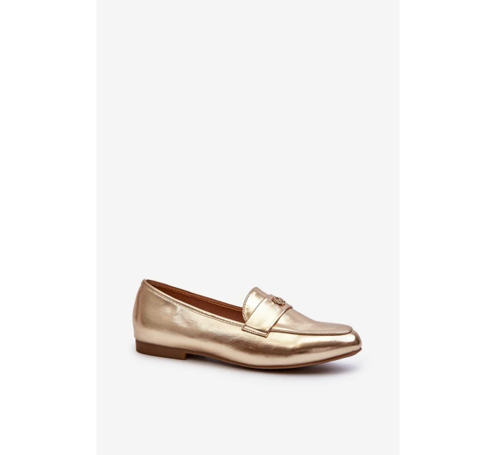 Dámské mokasíny na ploché podrážce zlaté model 21653969 - EVENTO