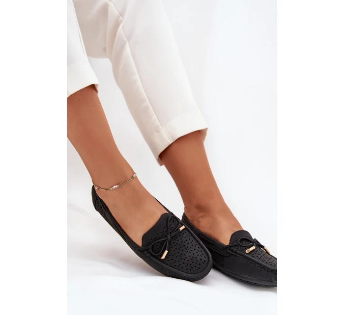 Mokasyny Damskie Z Ażurowym Wzorem I Wiązaniem Czarne Mirisa Mokasyny Damskie Z Ażurowym Wzorem I Wiązaniem Czarne Mirisa
