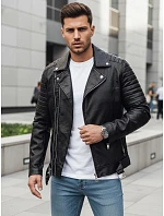 Pánska kožená bunda čierna FashionStreet TX4734 Pánska kožená bunda čierna FashionStreet TX4734