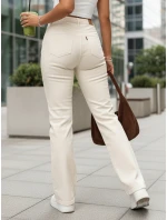 Jeansy damskie z wysokim stanem ecru model 22038494 - FashionStreet