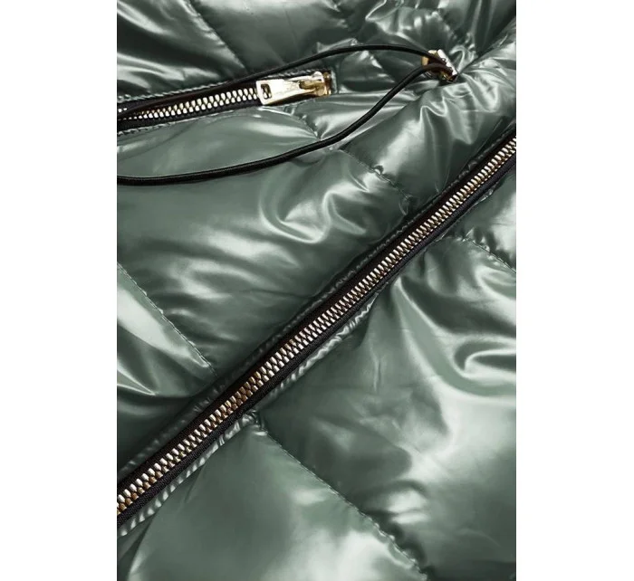 Lesklá zelená vesta s kapucňou (B9782-10) Lesklá zelená vesta s kapucňou (B9782-10)