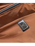 Dámska bunda v karamelovej farbe s kapucňou (B8105-12)