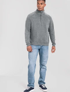 Fruit of the Loom Iconic Premium Zip Neck Sweat Těžká mikina s 1/4 zipem 16.2288 athletic heather