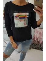 Blúzka s potlačou Summer Girl čierna