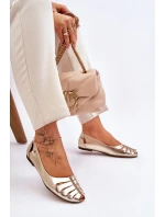 model 21611246 Pohodlné Dámské Kožené Baletky Zlaté - Zazoo