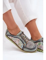 Kožené dámské polobotky s vzorem model 21692637 zelené - Maciejka