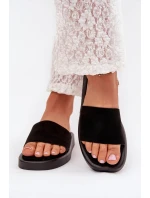 Klapki Damskie Na Platformie Z Eko Zamszu Czarne Jorina Klapki Damskie Na Platformie Z Eko Zamszu Czarne Jorina